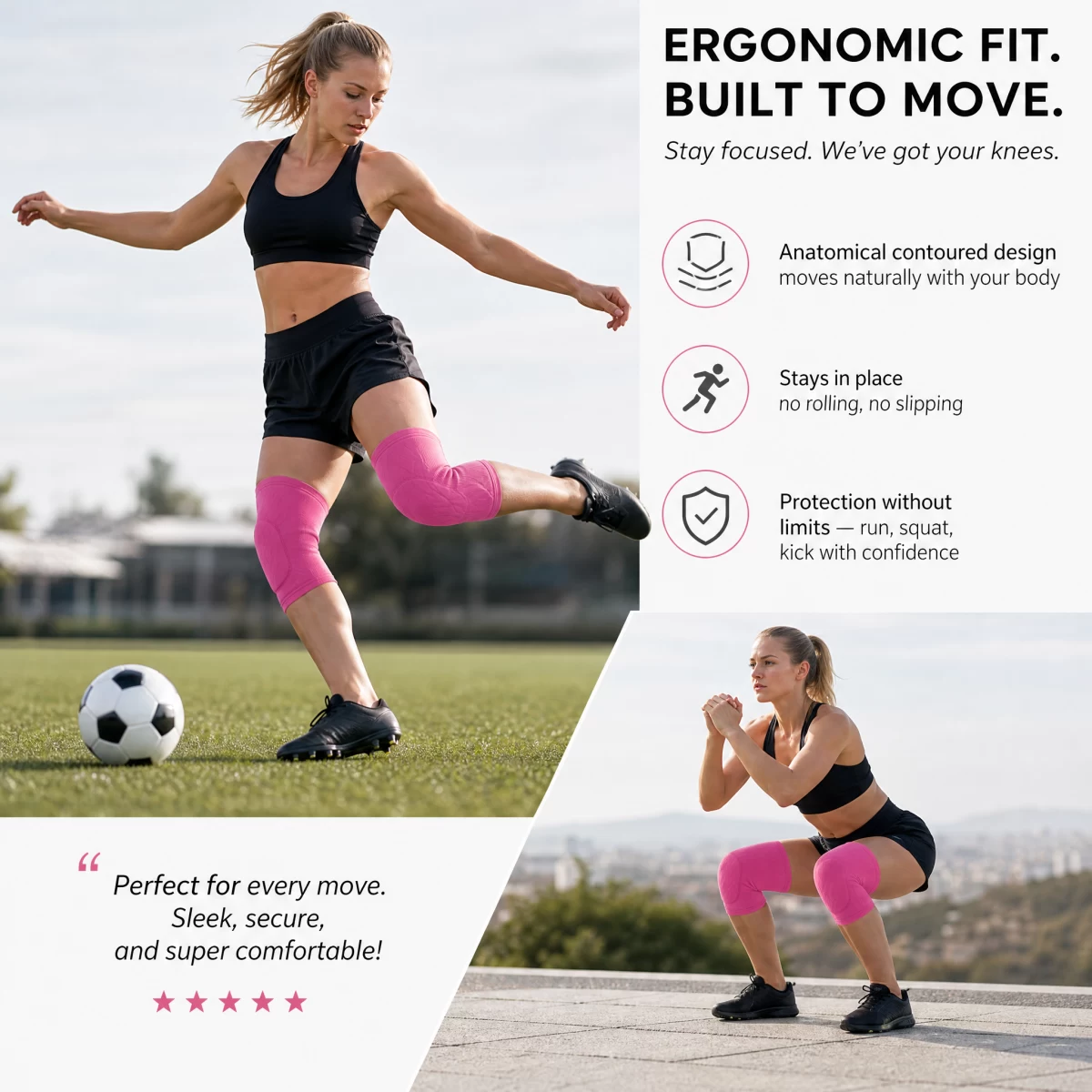 Women Padded Knee Sleeves, Honeycomb EVA Shock Absorption Knee Pads for Soccer Volleyball Cheerleading Dance | Factory OEM Custom Logo Wholesale