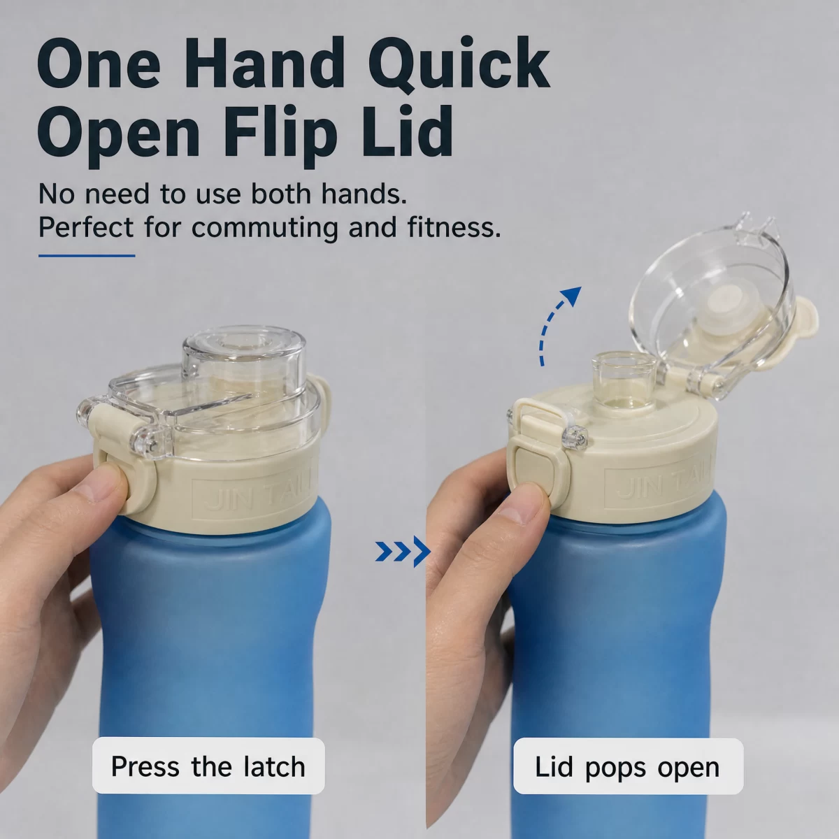 Matte Frosted Tritan Water Bottle, One-Click Flip Top Dual Lock Leakproof Gym Travel Water Bottle 650ml / 22oz BPA Free Portable Sports Bottle for Yoga School Hiking | Custom Logo Wholesale Factory