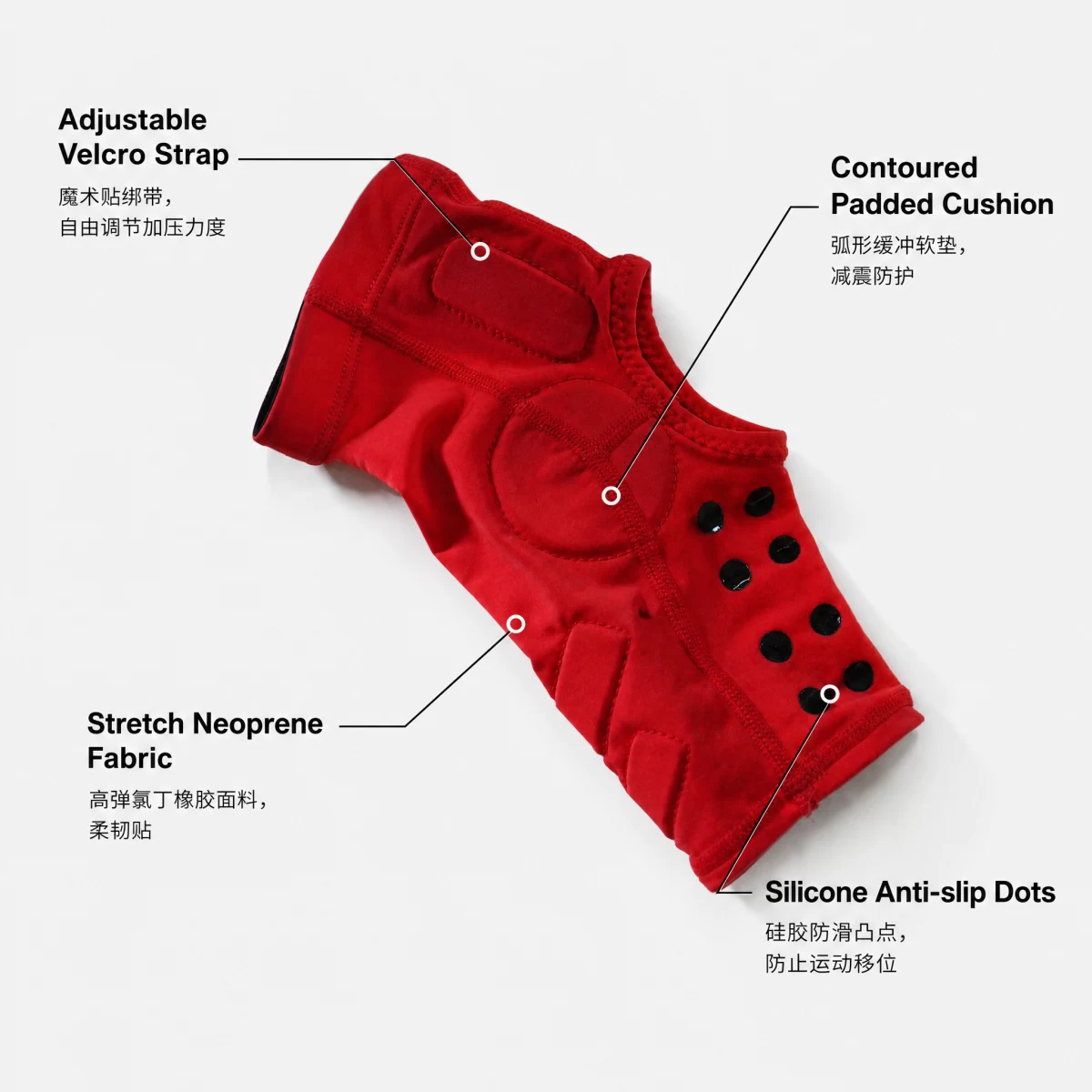 Silicone Anti-slip Padded Ankle Brace, Adjustable Velcro Compression Ankle Support for Basketball Running Hiking, Injury Recovery Ankle Stabilizer | Custom Logo Factory Wholesale