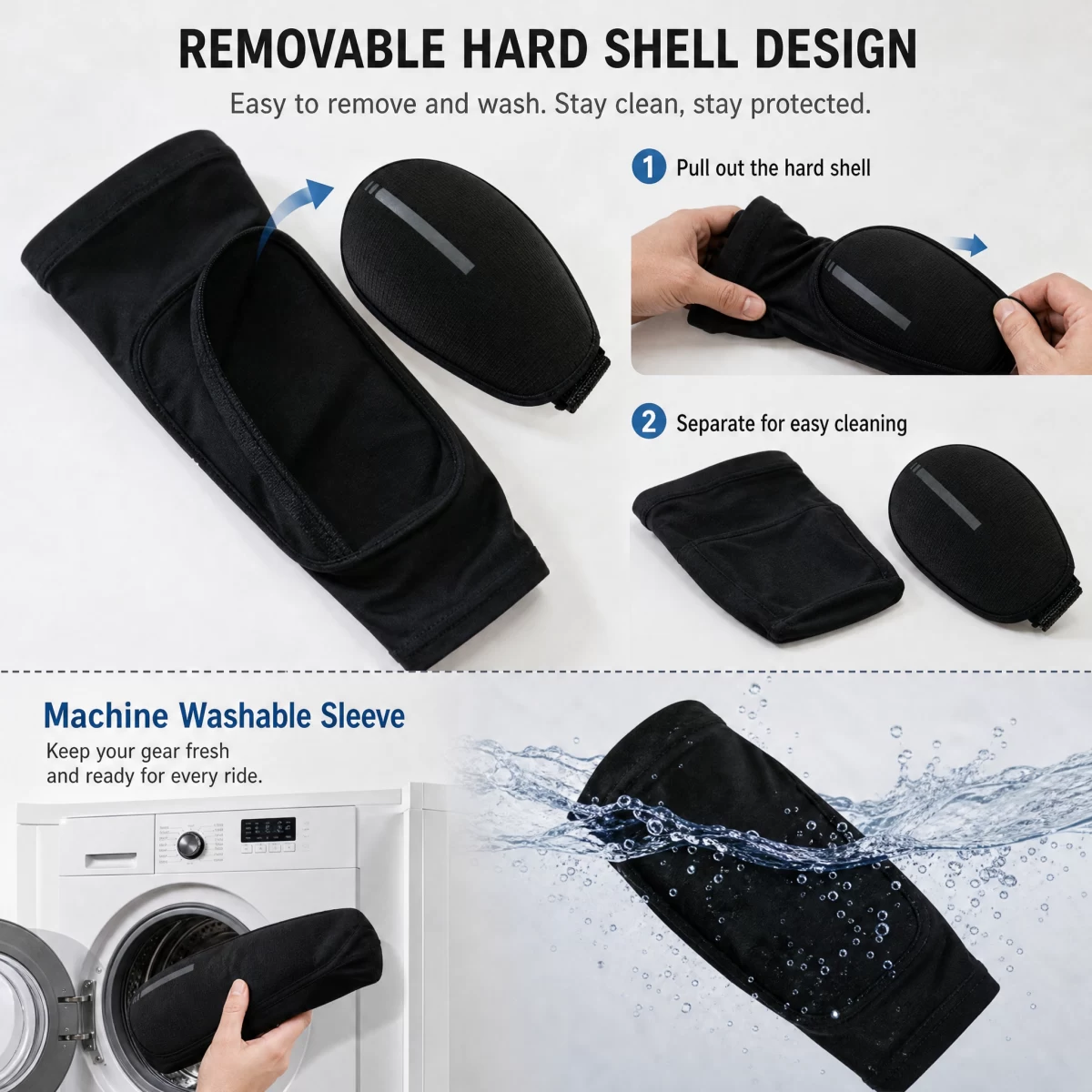 Detachable Hard Shell Elbow Guard, Elastic Slip-on Sleeve Adjustable Protective Elbow Pad for Motorcycling Mountain Biking Skateboarding Extreme Sports | Custom Logo Factory Wholesale