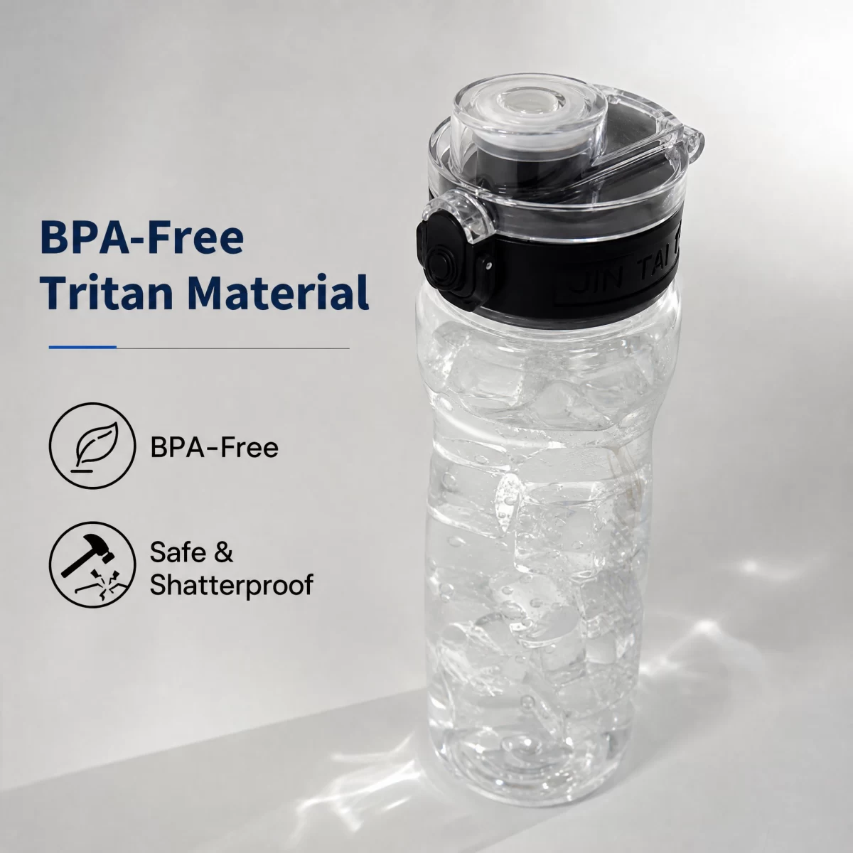 Flip Top Sports Water Bottle, BPA Free Tritan Clear Water Bottle with Lockable One-Click Lid, Portable Leakproof Gym Travel Water Bottle for Outdoor Fitness | Custom Logo Wholesale