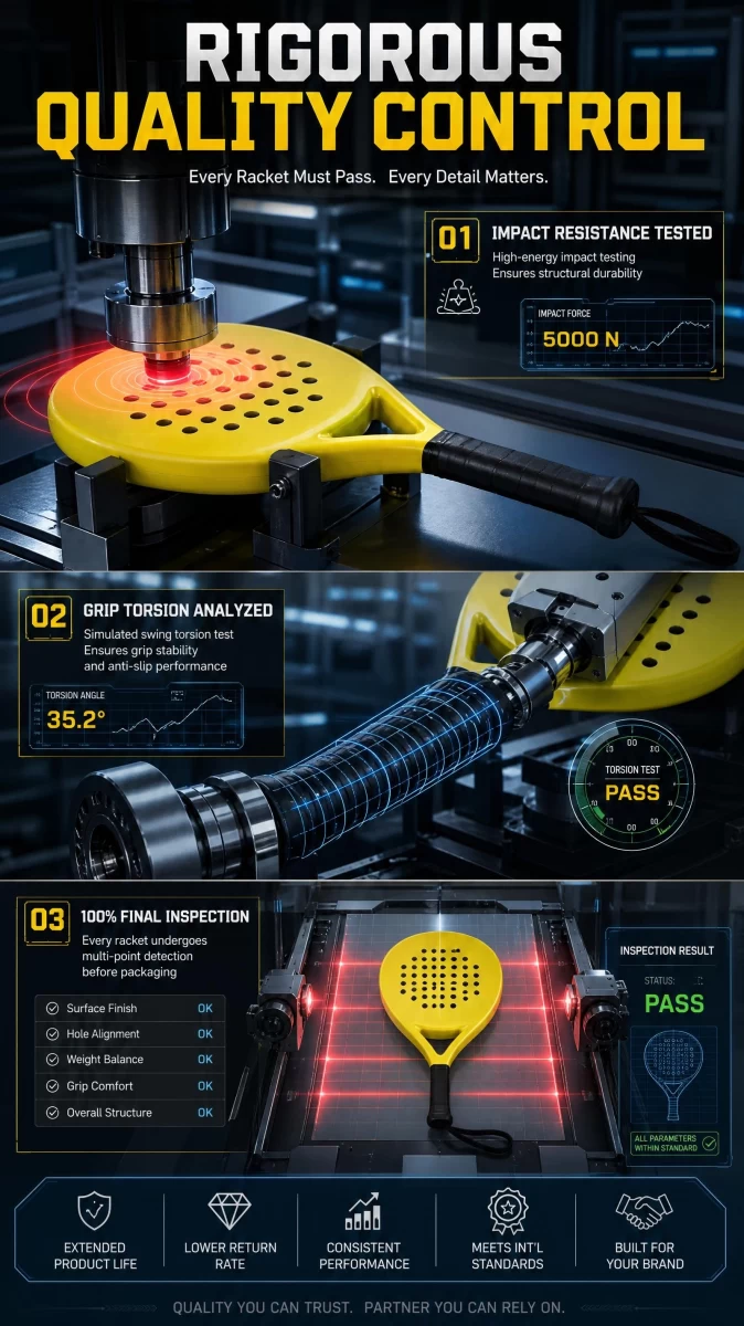Padel Racket Safety Strap & Honeycomb Core Paddle - High Bounce