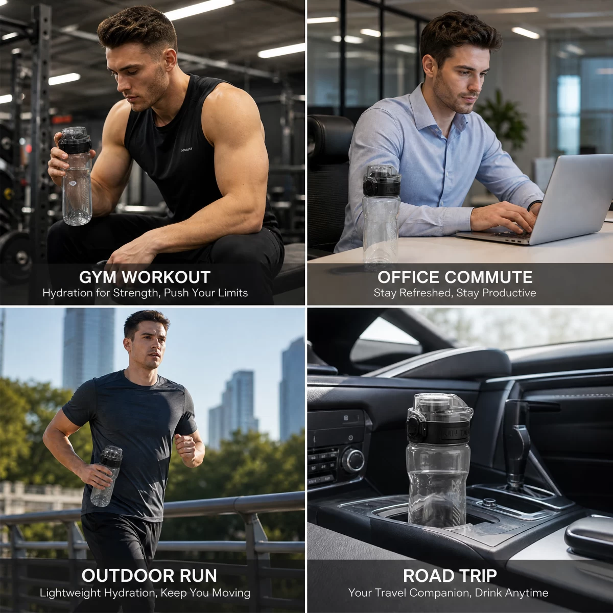 Flip Top Sports Water Bottle, BPA Free Tritan Clear Water Bottle with Lockable One-Click Lid, Portable Leakproof Gym Travel Water Bottle for Outdoor Fitness | Custom Logo Wholesale