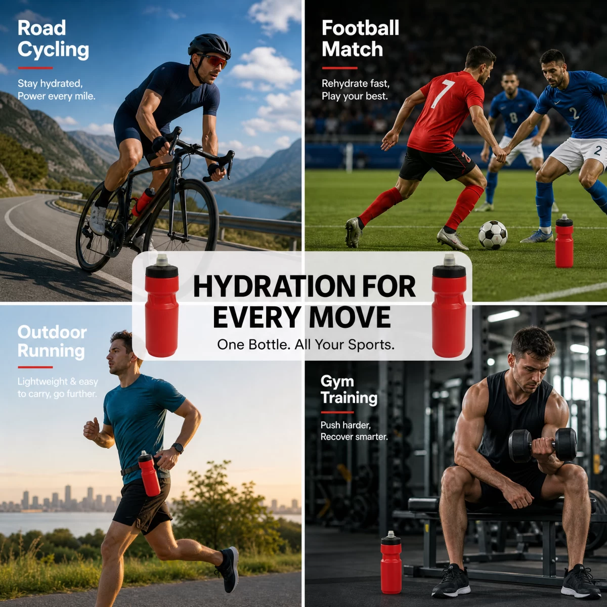 Squeeze Sports Water Bottle, Leakproof One-Way Nozzle Bike Water Bottle BPA Free PE Sports Bottle 600ml/750ml for Cycling Football Gym Running | Custom Logo Wholesale Factory