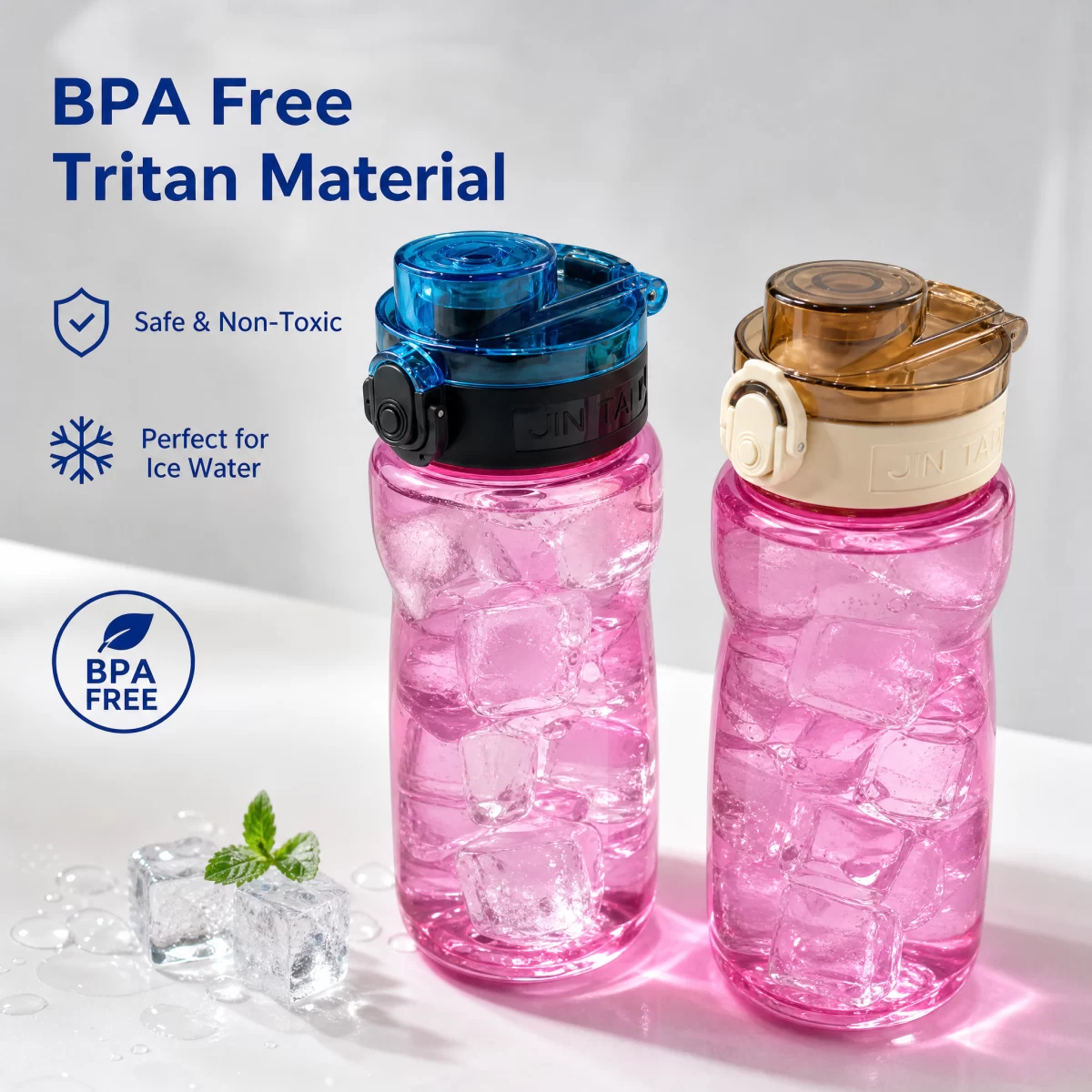 Flip Top Tritan Sports Water Bottle, Double Lock Leakproof Portable Gym Travel Water Bottle with Detachable Carry Strap 700ml / 24oz BPA Free for Hiking School Office | Custom Logo Wholesale Factory