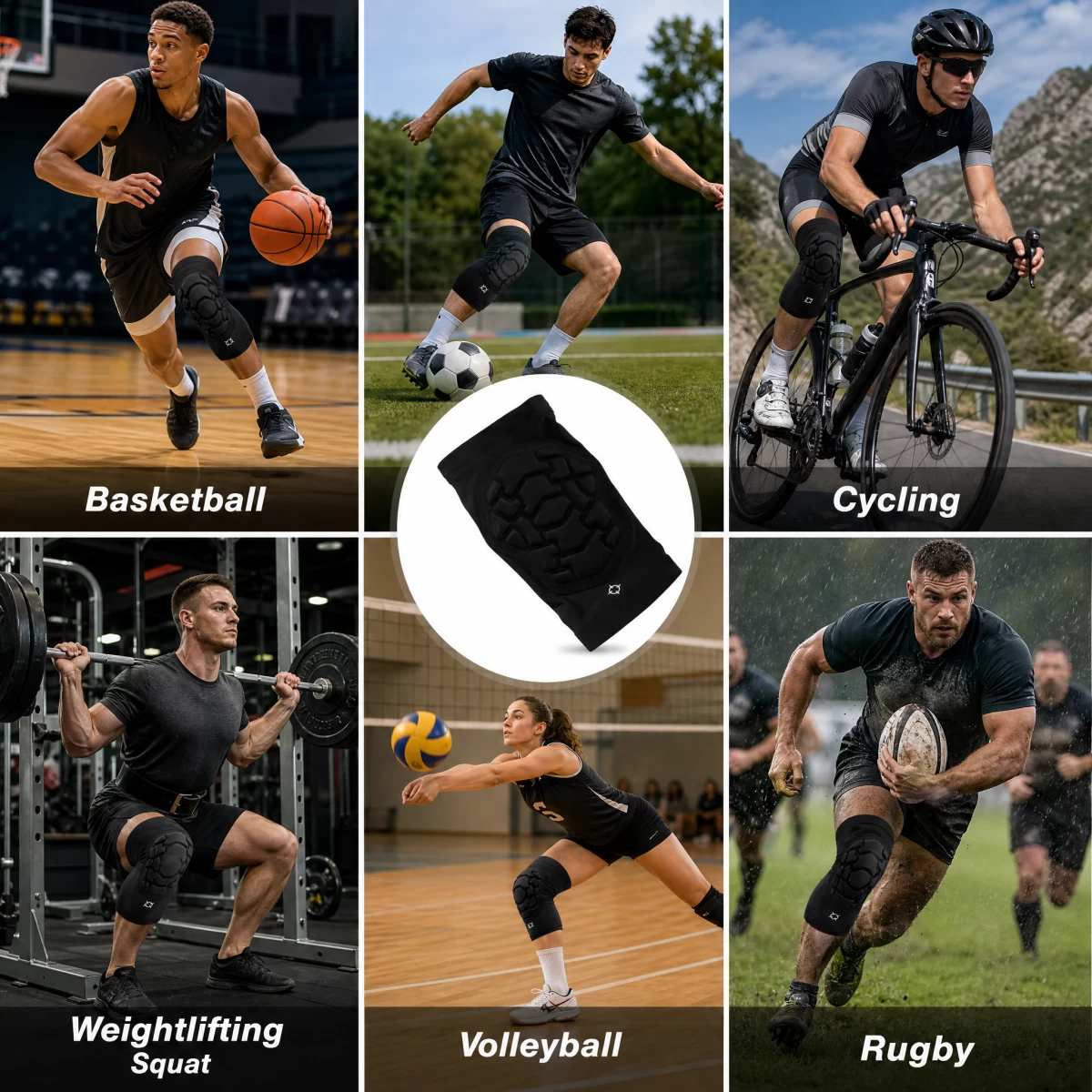 Honeycomb 3D EVA Padded Knee Sleeve, 4-Way Stretch Anti Slip Impact Protection Knee Support for Basketball Cycling Weightlifting Volleyball Rugby | Custom Logo Factory Wholesale
