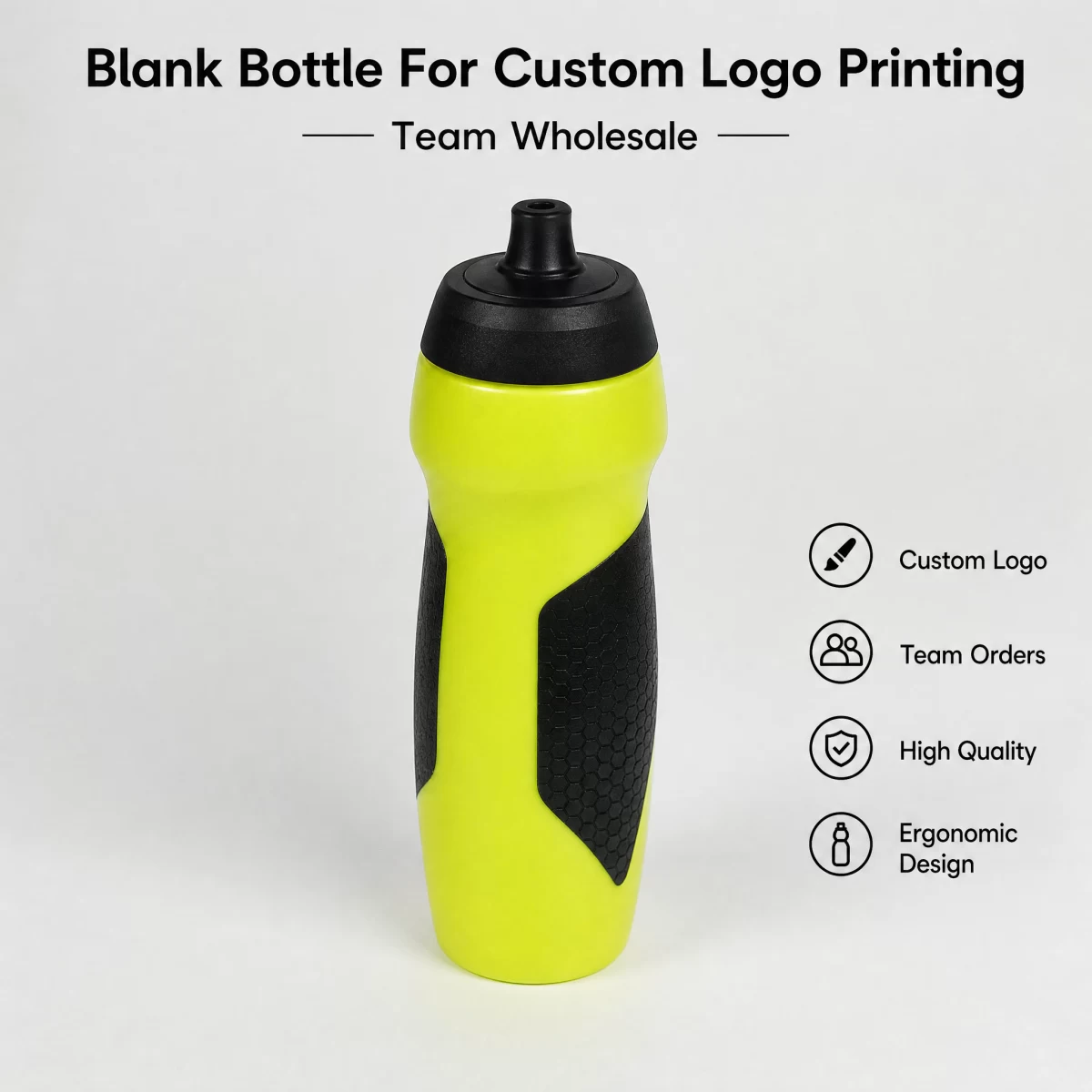 Custom Logo Sports Water Bottle Wholesale | Anti-Slip PE Squeeze Bottle with Large Print Area for Team Branding