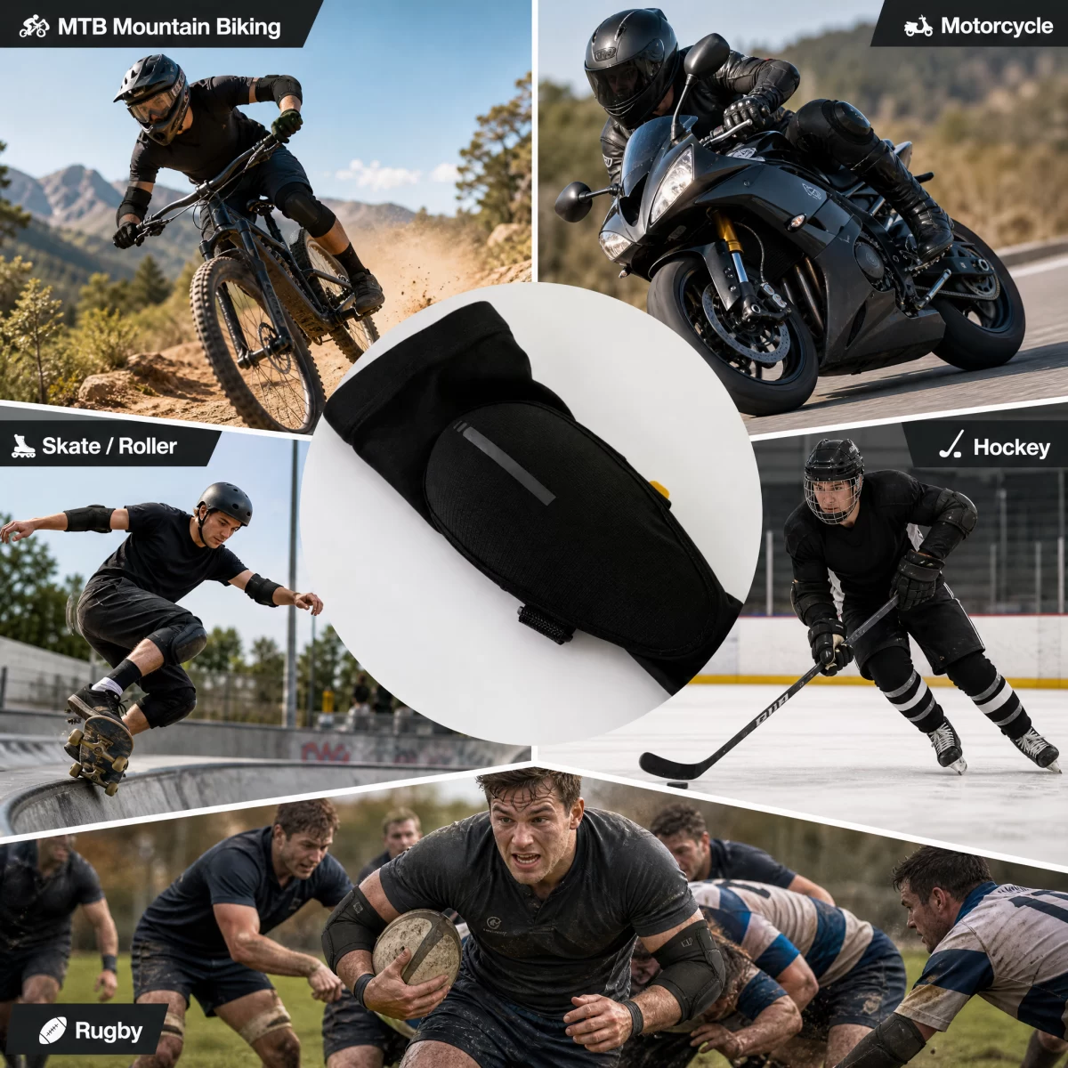 Detachable Hard Shell Elbow Guard, Elastic Slip-on Sleeve Adjustable Protective Elbow Pad for Motorcycling Mountain Biking Skateboarding Extreme Sports | Custom Logo Factory Wholesale