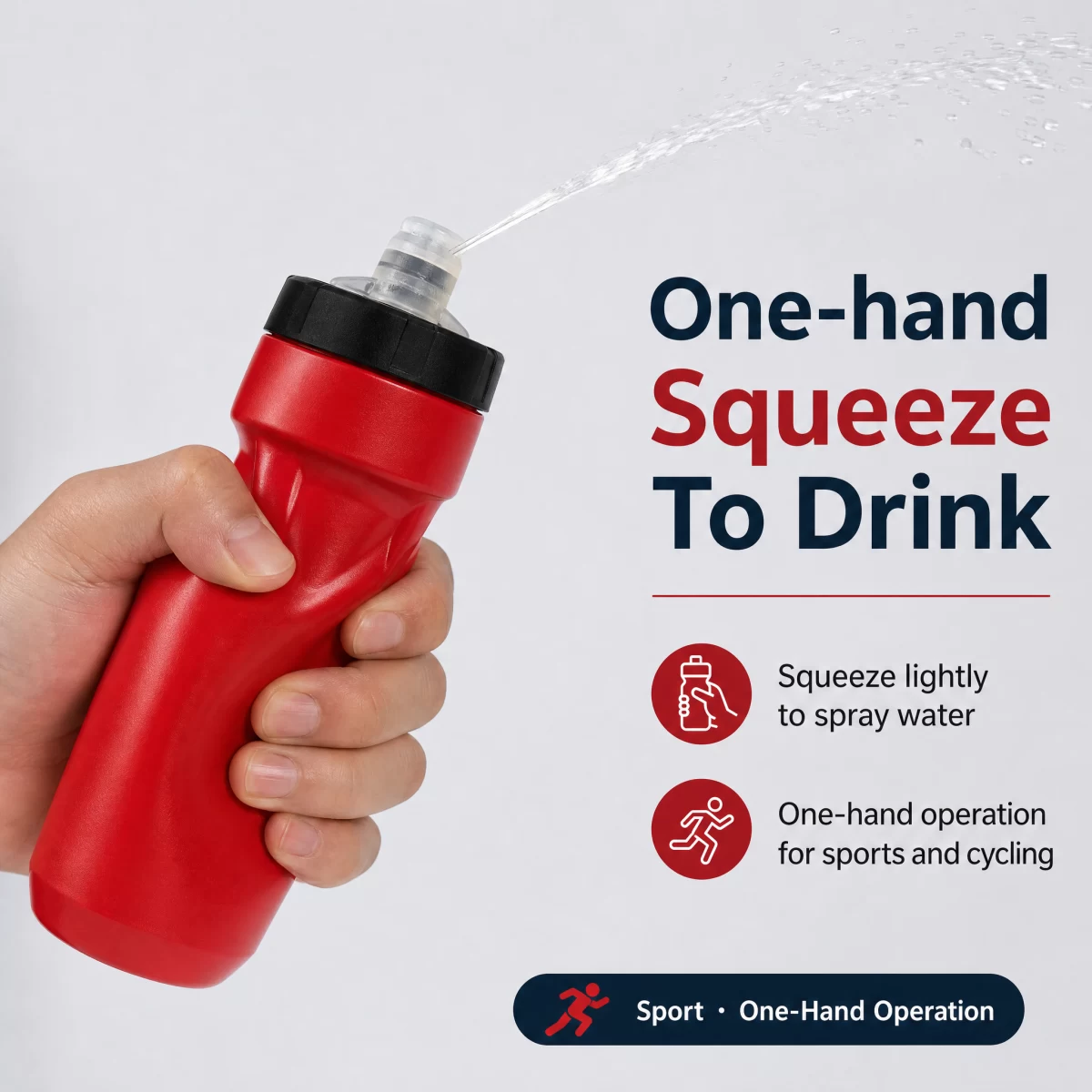 Squeeze Sports Water Bottle, Leakproof One-Way Nozzle Bike Water Bottle BPA Free PE Sports Bottle 600ml/750ml for Cycling Football Gym Running | Custom Logo Wholesale Factory