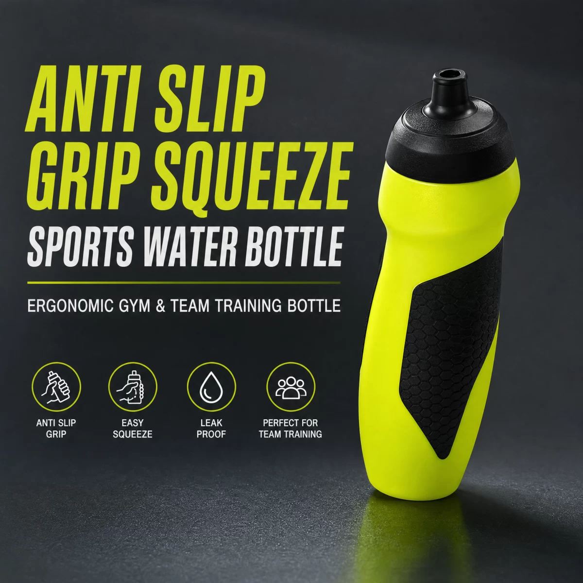 Custom Logo Sports Water Bottle Wholesale | Anti-Slip PE Squeeze Bottle with Large Print Area for Team Branding